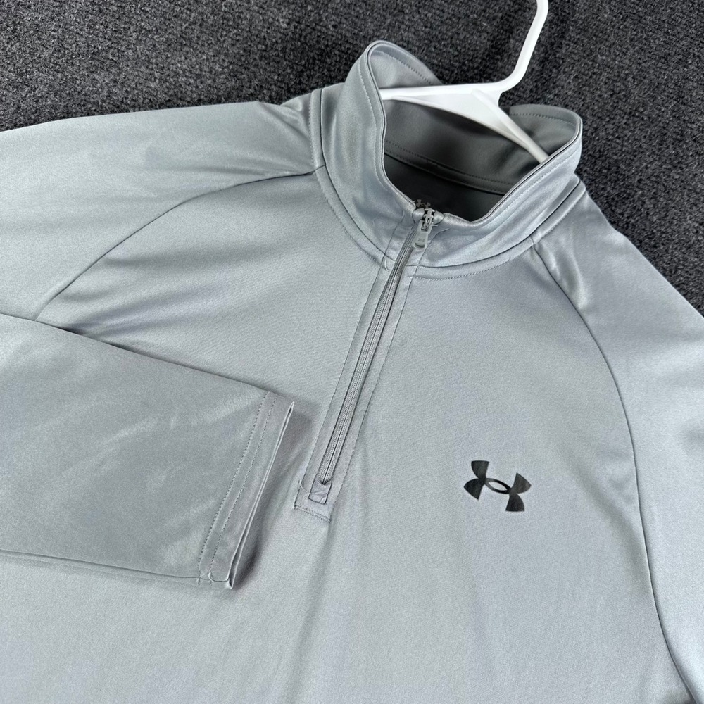 Under Armour Quarter Zip Mens L Large Gray Pullover Athletic Gym Running Shirt